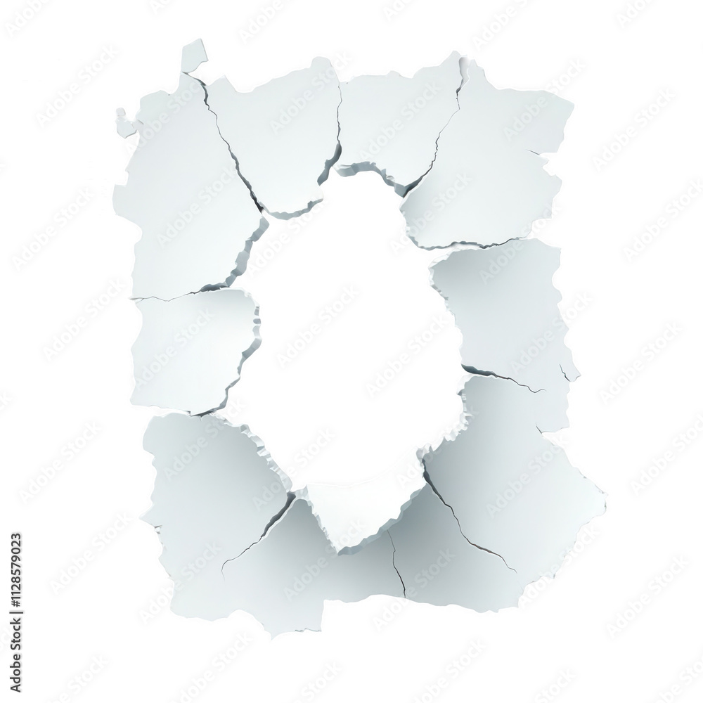 Torn white paper with a hole in the middle, empty space inside for text or message, isolated on a grey background Torn white paper with a hole in the middle, empty space inside for text or message, isolated on a grey background