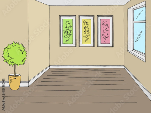 Room graphic color home interior sketch illustration vector 