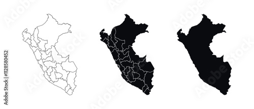 Peru Map vector icon. Map of Peru various styles.
