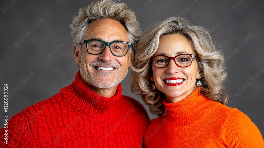 Man and a woman are smiling for the camera Man and a woman are smiling for the camera