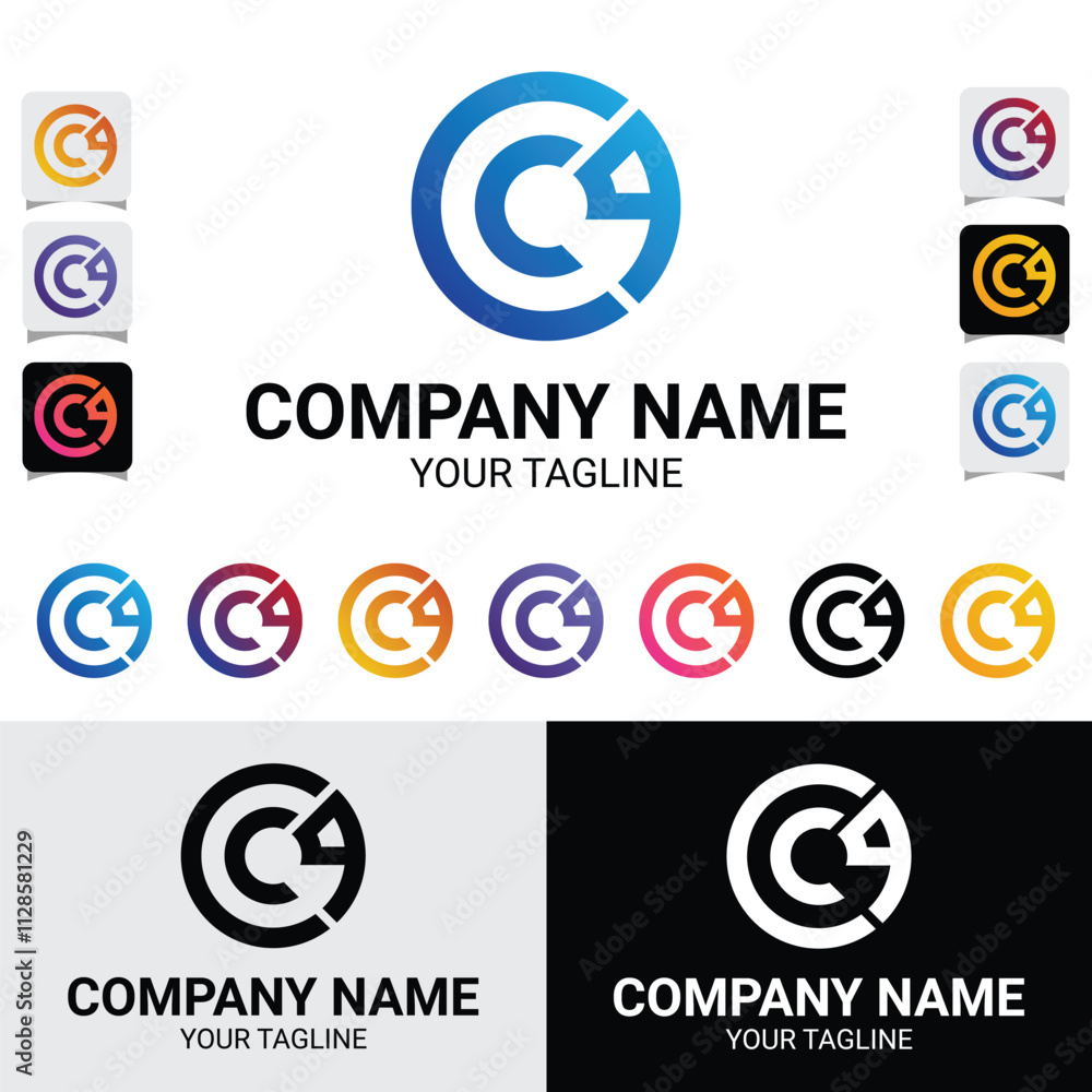 CCQ, CC9, 3-Letter Initial Typography Modern Rounded Circle Style Vector Logo Design Template CCQ, CC9, 3-Letter Initial Typography Modern Rounded Circle Style Vector Logo Design Template