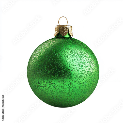 Green Christmas ball ornament isolated on white background