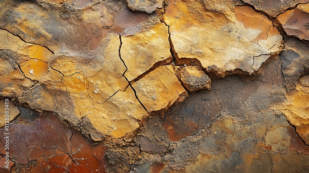 Fototapeta premium Cracked dry soil in a barren landscape with rich earthy tones