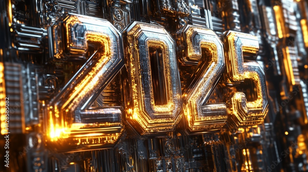 New Year's celebration 2025, The image is a futuristic representation of the year 2025 New Year's celebration 2025, The image is a futuristic representation of the year 2025