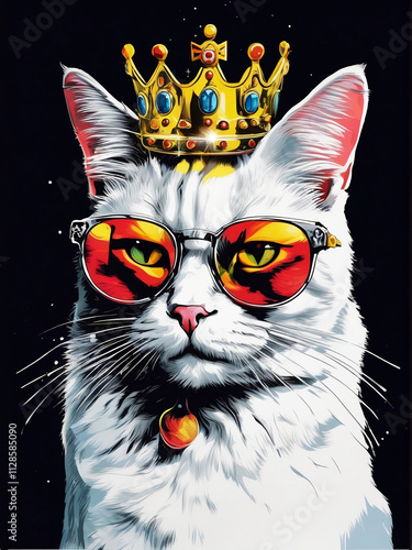 Pop Art Crown Cat - Generative A.I