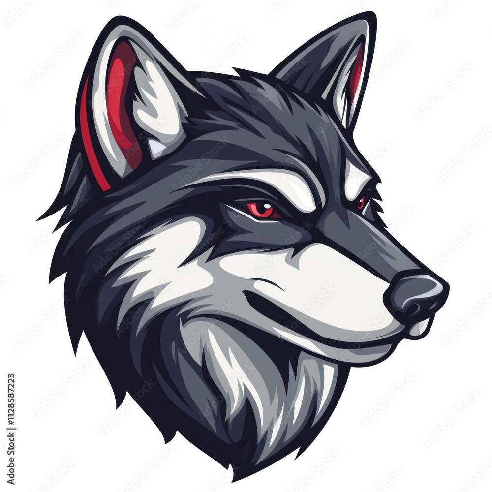 Fototapeta premium Wolf head mascot logo, vector illustration on transparent background