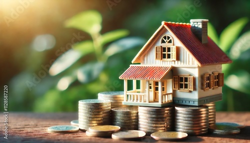 miniature houses and coins symbolizing property investment