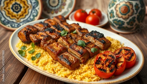 grilled meat with vegetables