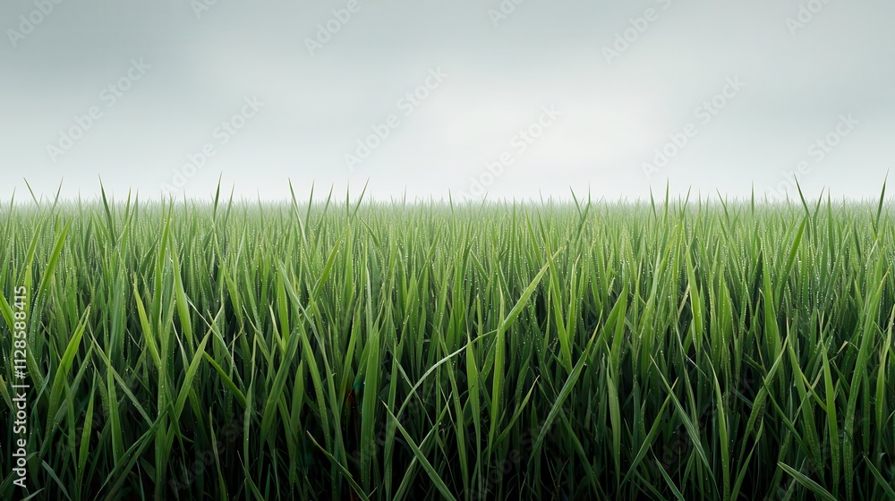 Morning mist hovering over a rice field, symbolizing the balance of water and atmosphere through transpiration Morning mist hovering over a rice field, symbolizing the balance of water and atmosphere through transpiration