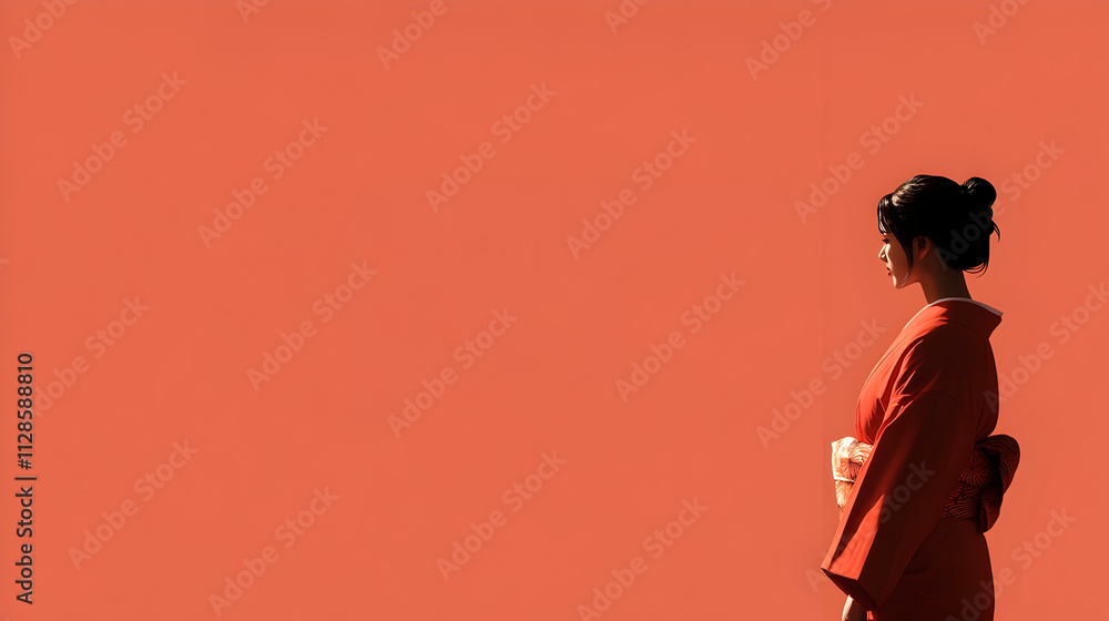 A minimalist image of a woman in a kimono, representing Japanese culture and tradition. Woman in kimono minimalist. A minimalist image of a woman in a kimono, representing Japanese culture and tradition. Woman in kimono minimalist.