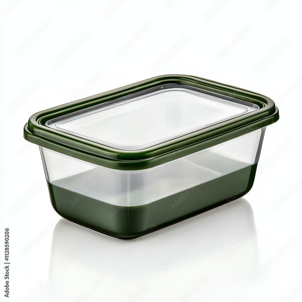 A rectangular glass food storage container with a dark green lid, designed for easy visibility and airtight sealing. A rectangular glass food storage container with a dark green lid, designed for easy visibility and airtight sealing.