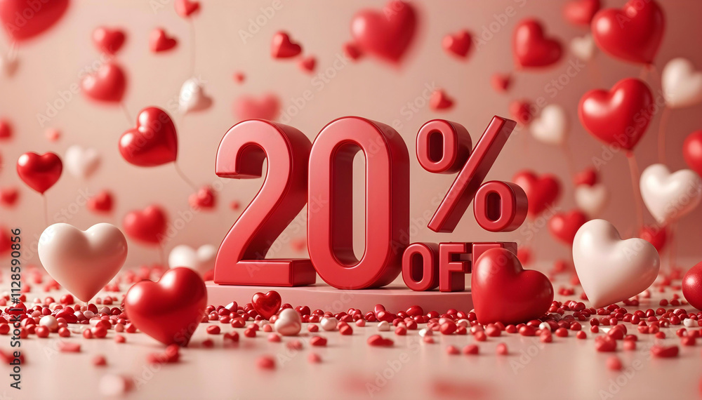 20 Percent Off romantic Valentine's Day Banner. 20% off. Valentine's Day discount, sale 20 Percent Off romantic Valentine's Day Banner. 20% off. Valentine's Day discount, sale