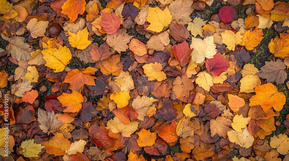 A Stunning Autumnal Display of Colorful Leaves on the Ground A Stunning Autumnal Display of Colorful Leaves on the Ground