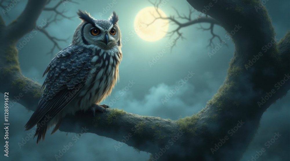 Wise Owl in Mystical Forest Wise Owl in Mystical Forest