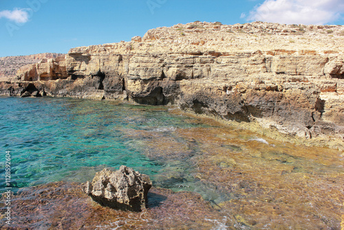 Beautiful seashore in Ayia Napa, Cyprus. Mediterranean seashore.