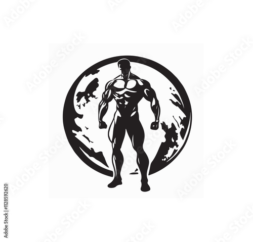 Bodybuilder logo icon image vector isolated on white background.