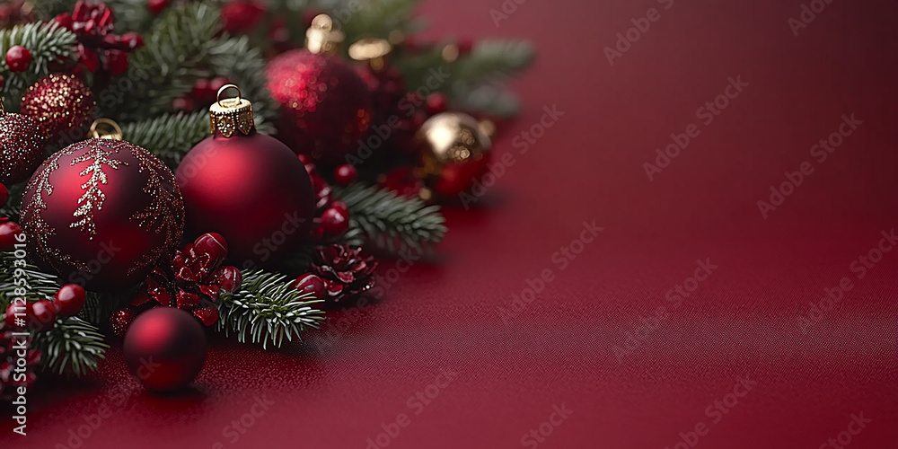 Fototapeta premium Holiday decorations. Festive Christmas decorations in vibrant colors, New Year celebrations