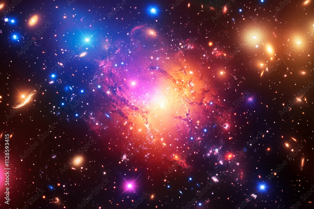 Fototapeta premium Vibrant nebula and star clusters in deep space