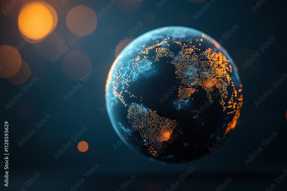 Fototapeta premium Global Network Illuminated Earth Digital World Connectivity