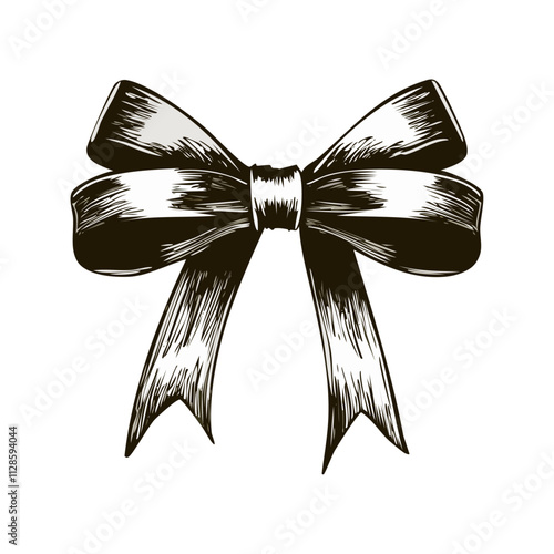 Christmas Ribbon Bow Sketch Celebration Decoration Winter Event Festival of X-Mas
