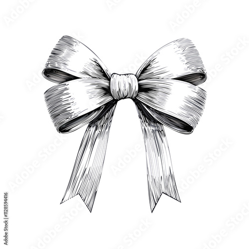 Christmas Ribbon Bow Sketch Celebration Decoration Winter Event Festival of X-Mas
