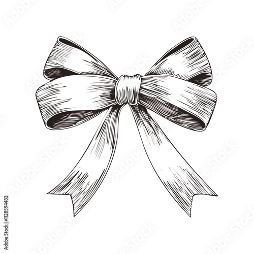 Christmas Ribbon Bow Sketch Celebration Decoration Winter Event Festival of X-Mas
