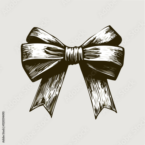 Christmas Ribbon Bow Sketch Celebration Decoration Winter Event Festival of X-Mas
