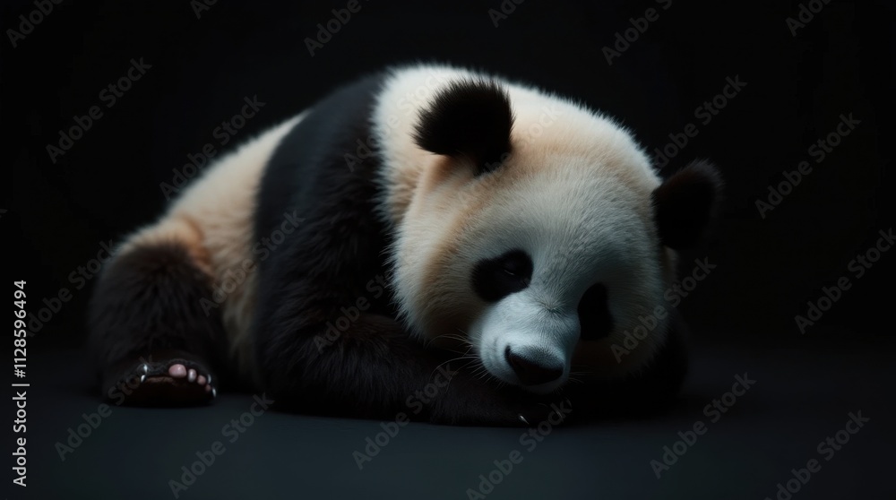 Naklejka premium Hyper-Realistic Sleeping Panda Portrait