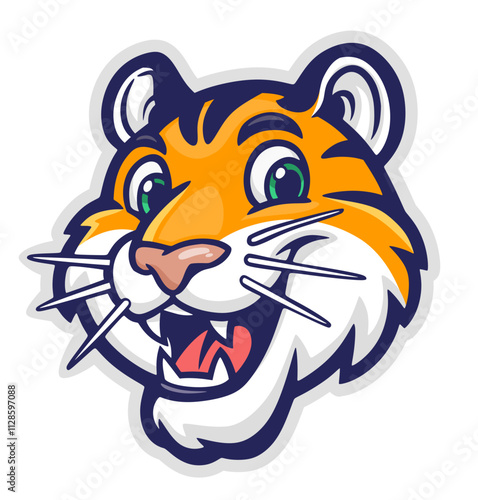 Cute cartoon tiger mascot.Vector illustration.