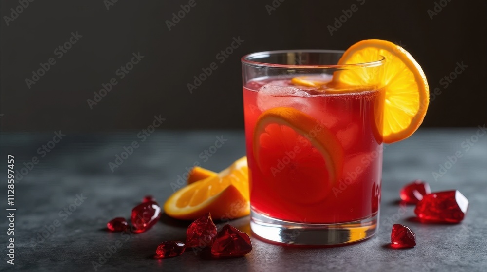 Sangria with Orange Slices and Red Crystals Sangria with Orange Slices and Red Crystals