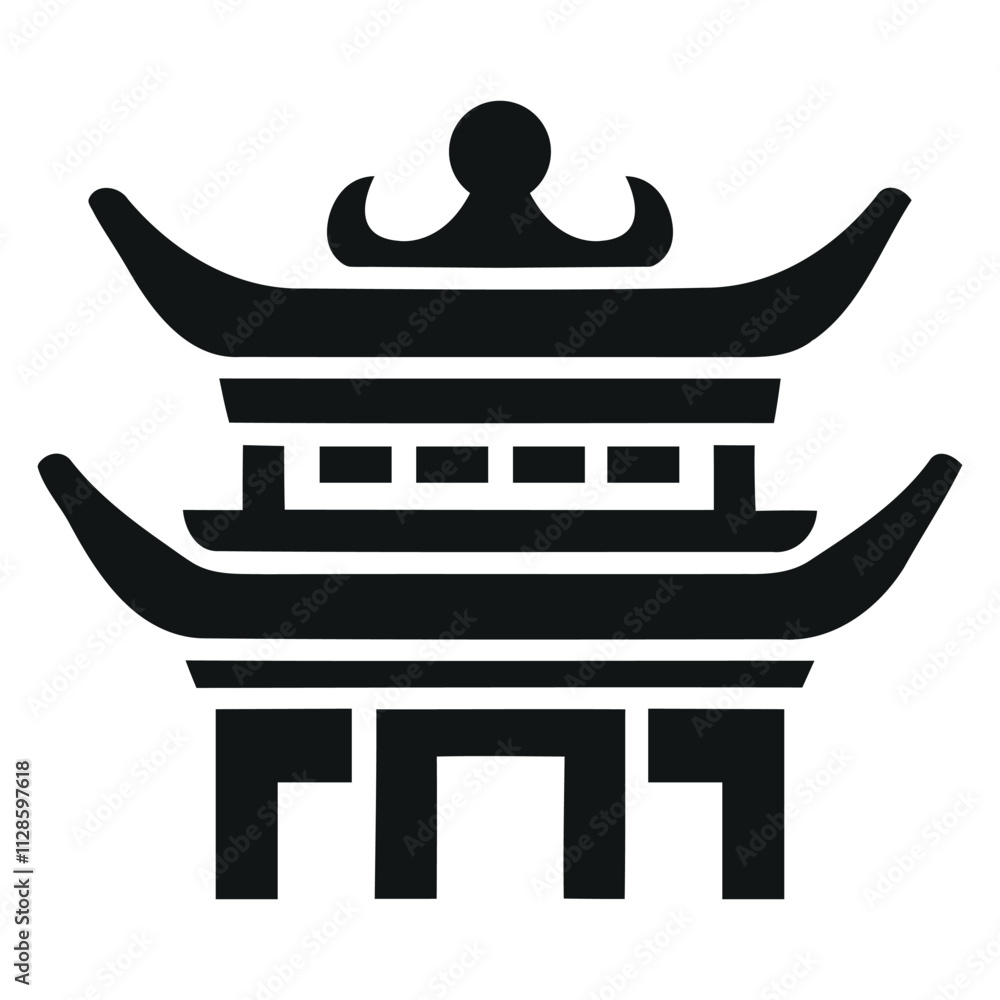 Chinese New Year vector icon, silhouette style, white background Chinese New Year vector icon, silhouette style, white background