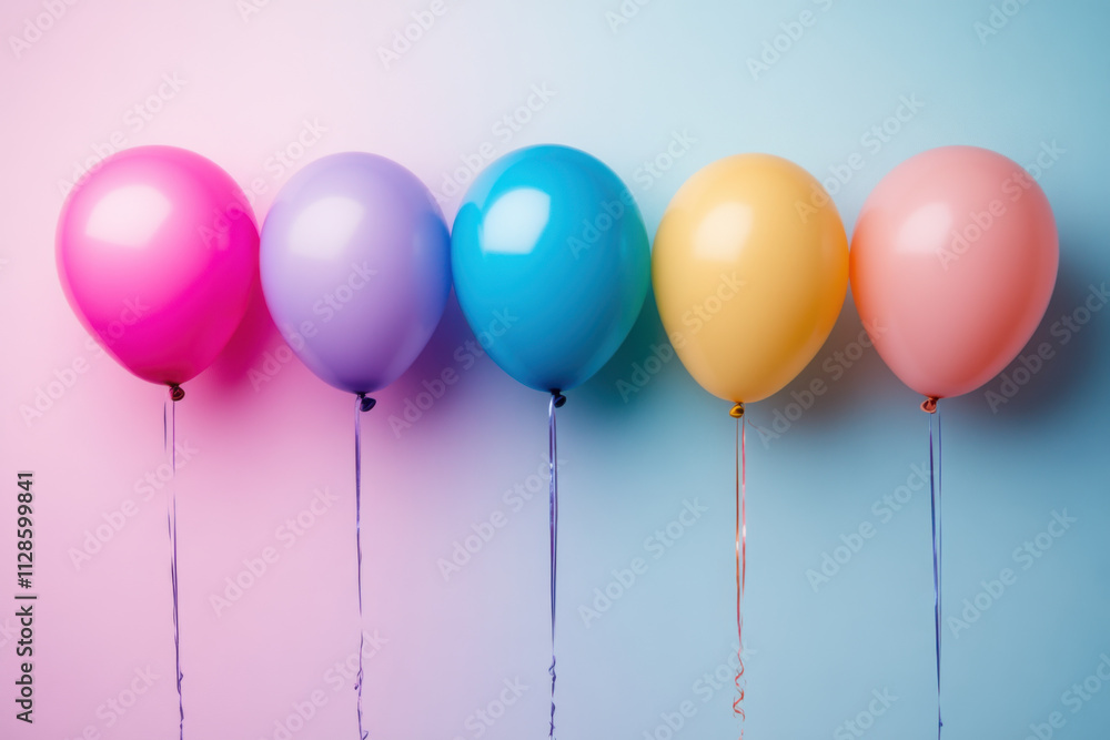 A bunch of colorful balloons are floating in the air A bunch of colorful balloons are floating in the air