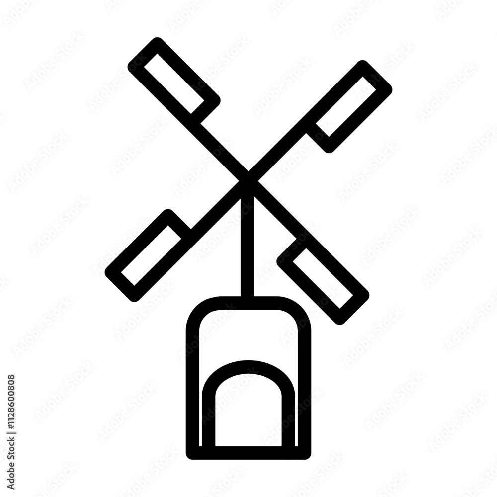 Windmill Vector Line Icon Design Windmill Vector Line Icon Design