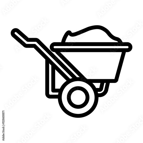 Wheel Barrow Vector Line Icon Design