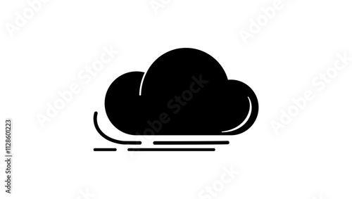 Wind clouds, black isolated silhouette