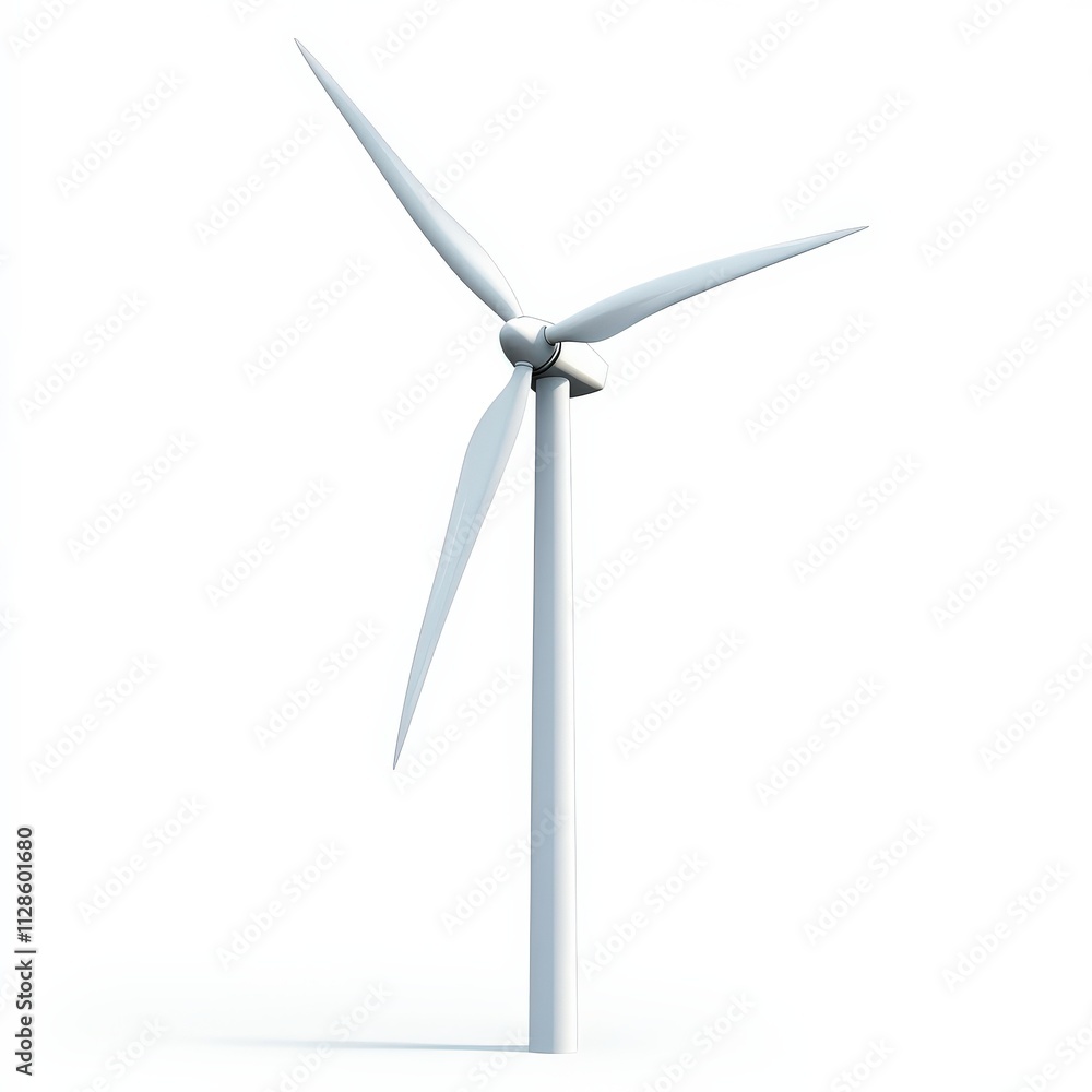 A sleek, white wind turbine stands tall, symbolizing renewable energy and sustainable technology against a minimalist background. A sleek, white wind turbine stands tall, symbolizing renewable energy and sustainable technology against a minimalist background.