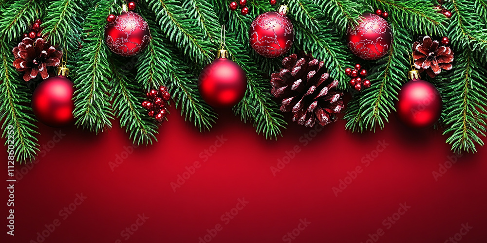 Fototapeta premium Holiday decorations. Festive Christmas decorations in vibrant colors, New Year celebrations