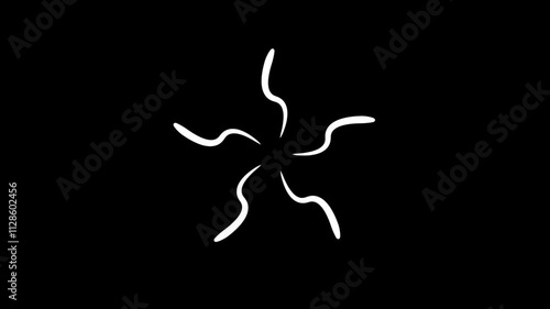 Set of 8 Smooth animated line s, Motion Graphic design elements in alpha channel, Tapered stroke pop up, doodle pop