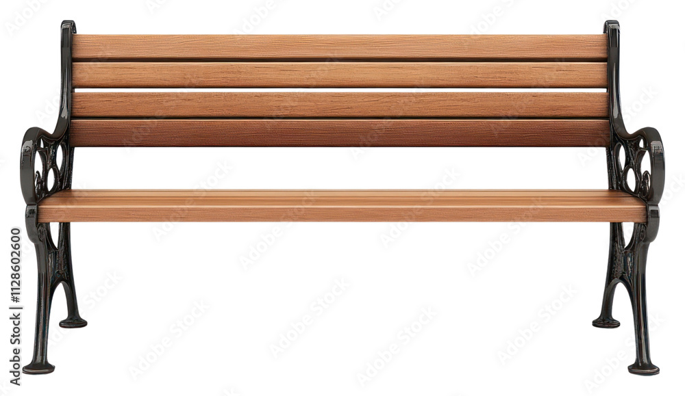 PNG Wooden bench with metal frame PNG Wooden bench with metal frame