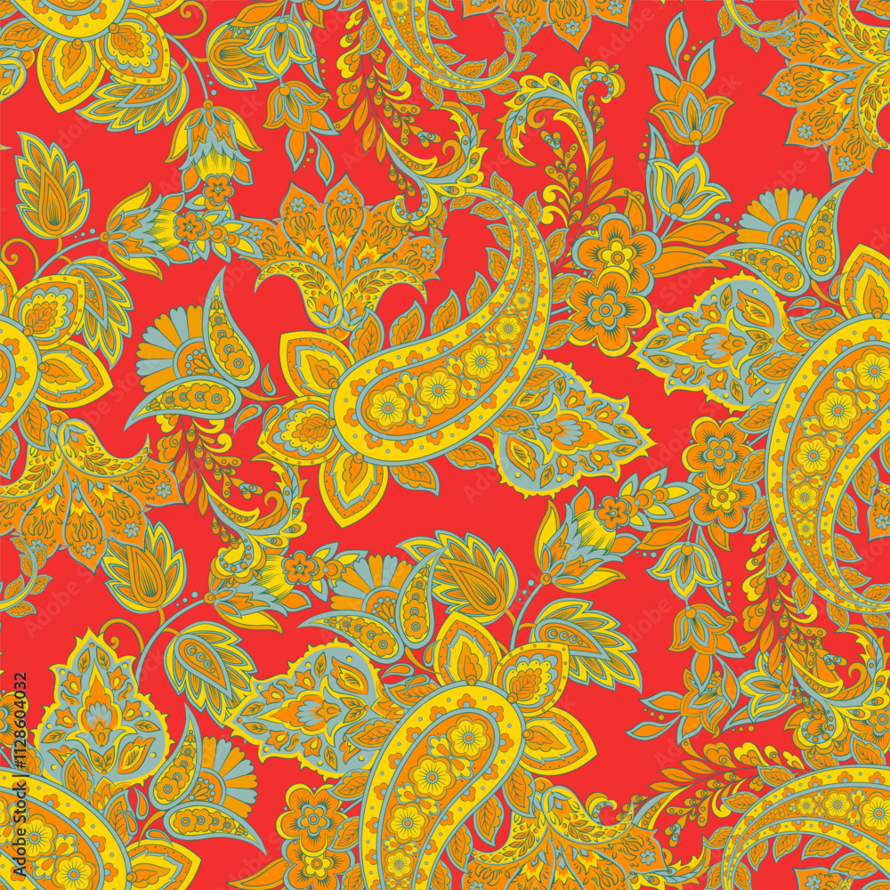 Naklejka premium Vintage floral background. Damask paisley seamless vector pattern