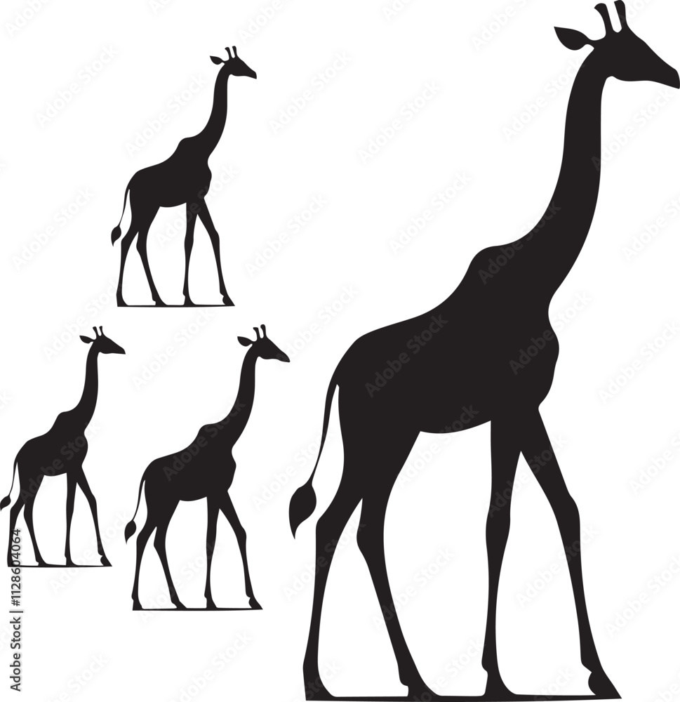 A silhouette of a giraffe vector A silhouette of a giraffe vector