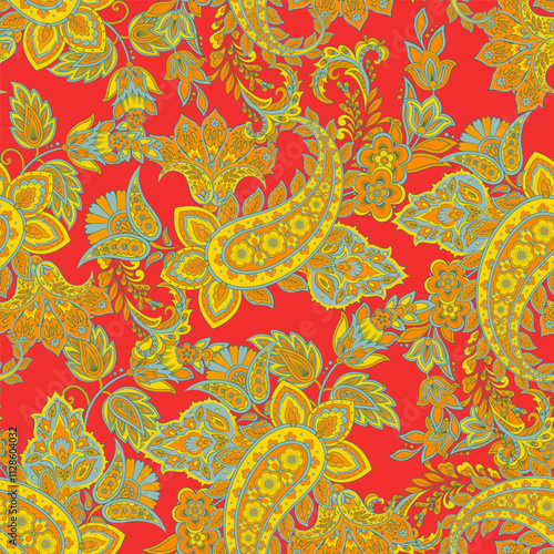 Vintage floral background. Damask paisley seamless vector pattern