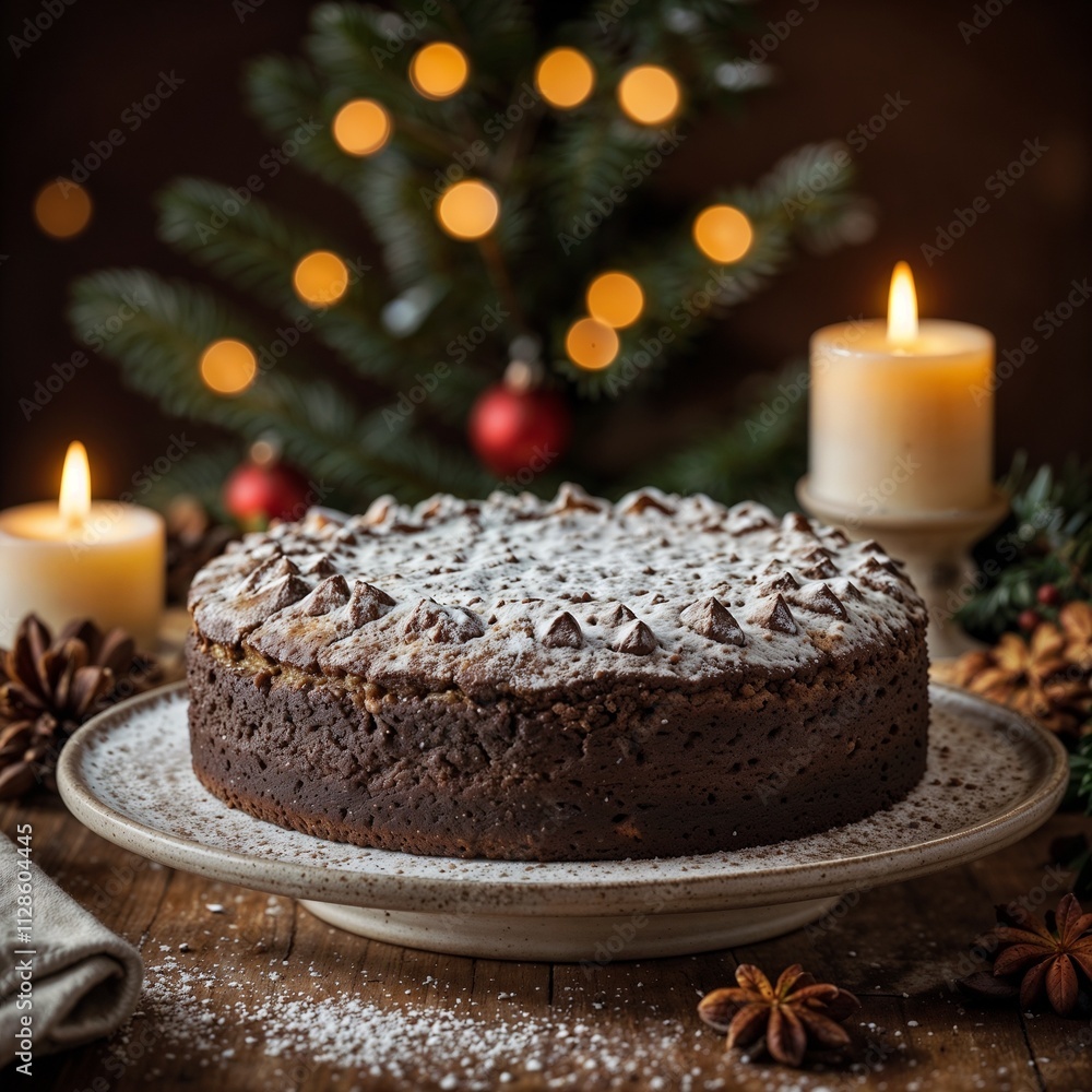 christmas cake with candle