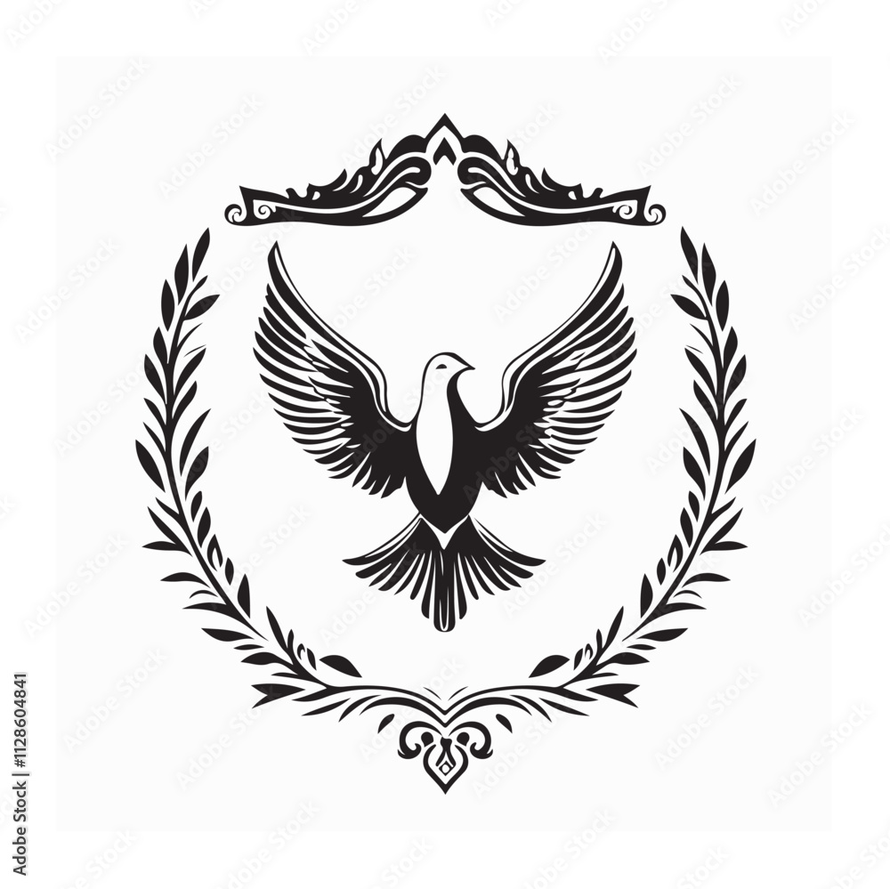 Fototapeta premium A dove with an olive branch is symbol peace Vector Image isolated on white background.