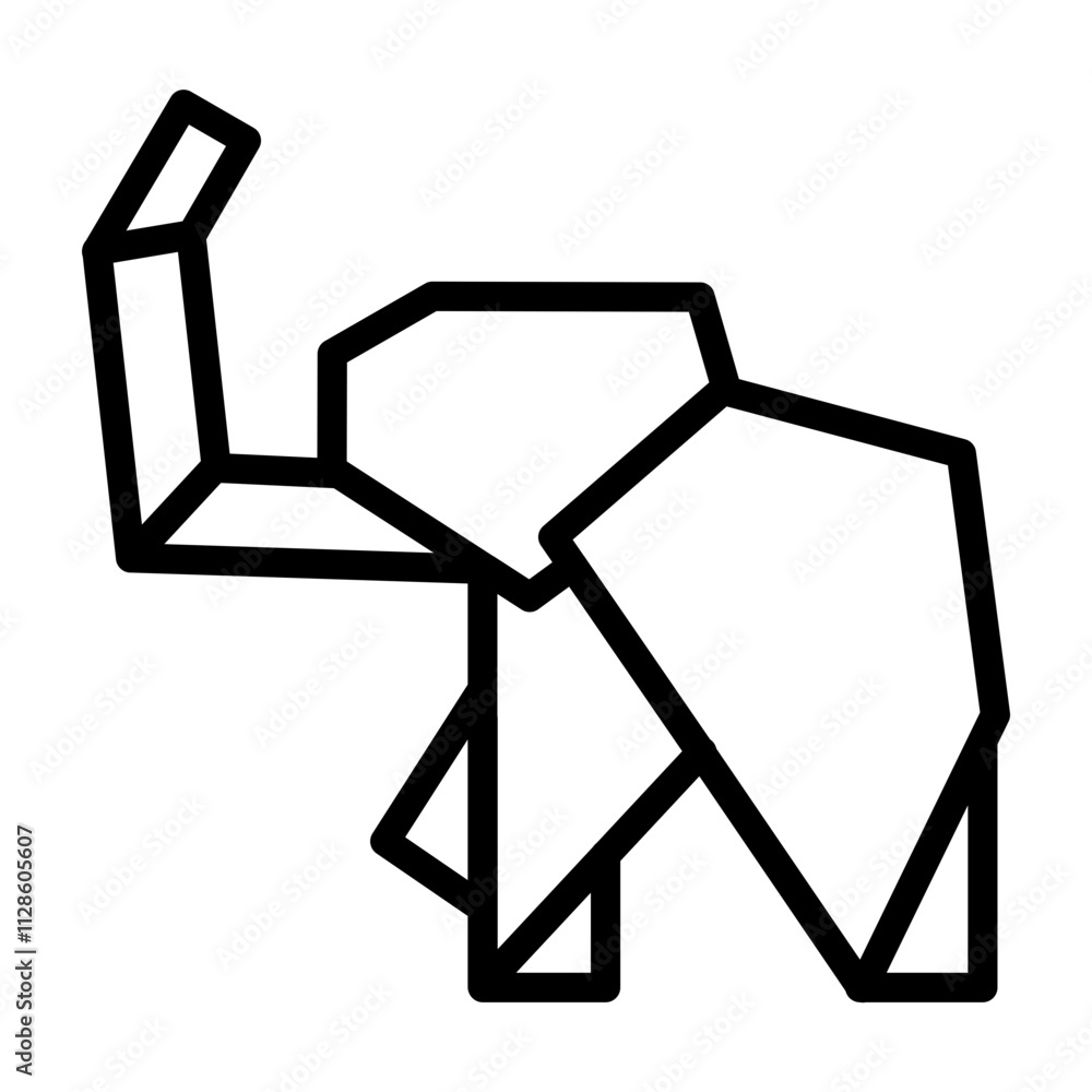 Elephant Origami Vector Line Icon Design Elephant Origami Vector Line Icon Design