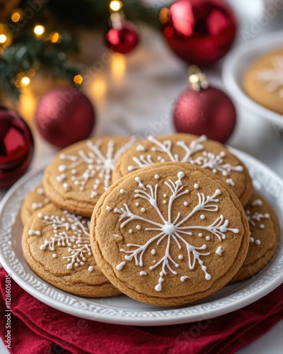 Christmas Gingerbread Cookies on a Red Napkin Festive Treats Cozy Setting Holiday Delight