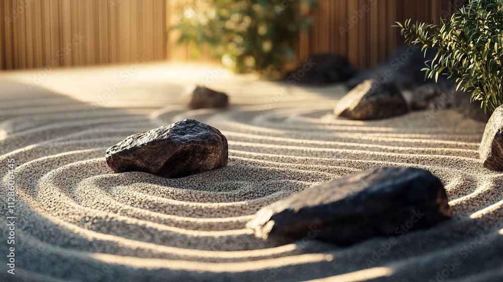 Serene Zen Garden: A Peaceful Oasis of Stones and Sand Serene Zen Garden: A Peaceful Oasis of Stones and Sand