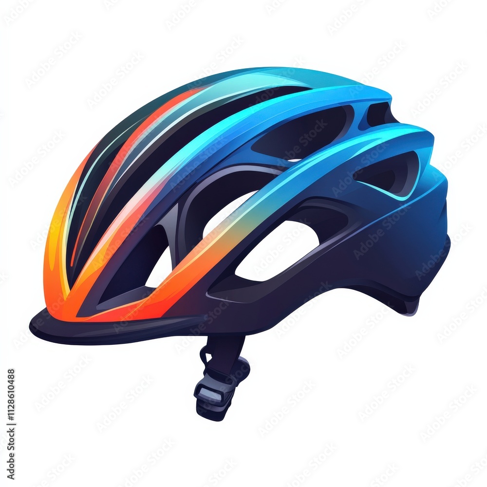 A sleek, modern bicycle helmet with a vibrant blue and orange design, emphasizing safety and style for cyclists. A sleek, modern bicycle helmet with a vibrant blue and orange design, emphasizing safety and style for cyclists.