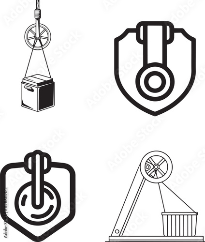 Illustration of the Craine and geometric icon a set of keys photo