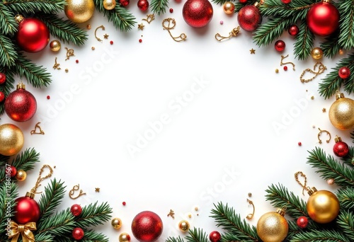 Christmas Ornament Frame: Red and Gold Baubles 